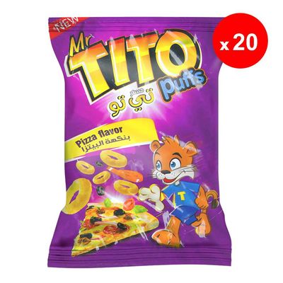 Mr.Tito Corn Puffs Pizza Flavor 18 G × 20