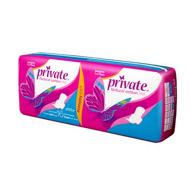 Private Sanitary Napkin Extra Thin Large With Wings 16 Pieces