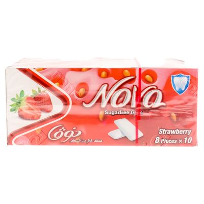Nova Gum Sugar Free Strawberry Flavor 8 Pieces × 10