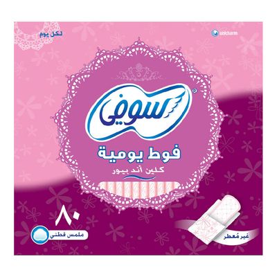 Sofy Sanitary Napkin Panty Liner Clean & Pure Unscented 80 Pieces