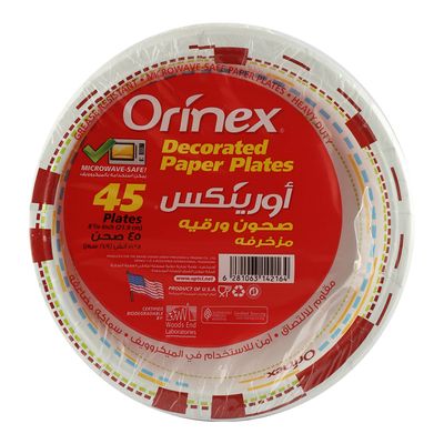 Orinex Paper Plates Decorated 45 Pieces