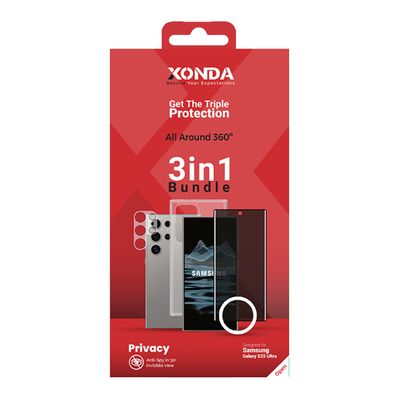 XONDA 3-in-1 Privacy Protection Bundle (Case, Screen Protector & Camera Lens)- Samsung S25 Ultra