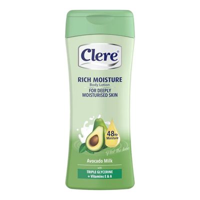 Clere Rich Moisture Body Lotion Avocado Milk with Triple Glycerine & Vitamins E & A