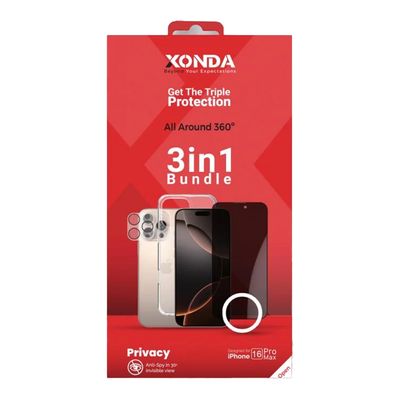 XONDA 3-in-1 Privacy Protection Bundle (Case, Screen Protector & Camera Lens) - iPhone 16 Pro Max