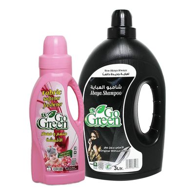 Go Green Abaya Shampoo Flowers Scent 2 L + Fabric Softener Abeer Flowers Scent 1 L