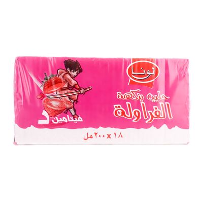 لونا حليب طويل الاجل فراولة كرتون 200 مل × 18