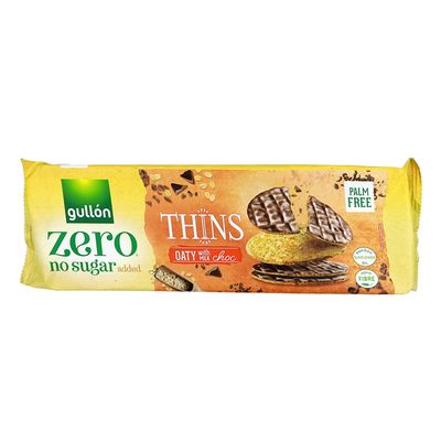 Gullon Biscuit Thins Oaty With Milk Chocolate No Sugar Added 150 G