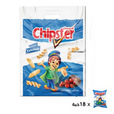 Chipster Snack Spiral Ketchup Flavor 14 G × 18