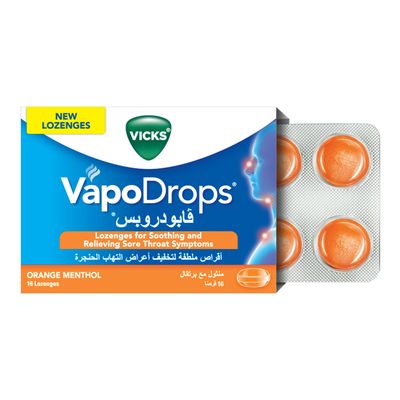 Vicks Vapodrops Cough Drop Menthol With Orange 16 Pieces