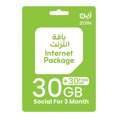 Zain Data 30 GB + 30 GB Free Social 3 Months