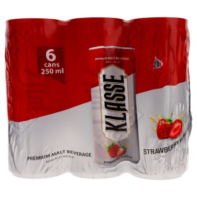 Klasse Malt Deverage Strawberry Flavor Non Alcoholic 250 ML × 6 Box
