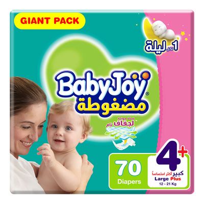 Baby Joy Diapers Compressed Large Size +4 70 Pieces