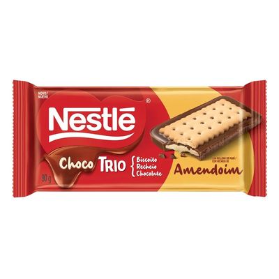 Nestlé Choco Trio Amendoim Biscuit Filled With Chocolate & Peanut Cream (Imported) - 90g