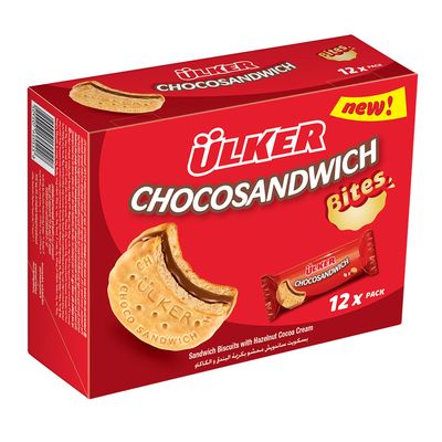Ulker Sandwich Biscuit Bites Filled With Hazelnut Cacao Cream 32 G × 12