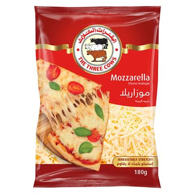 البقرات الثلاث شبيه الجبن موزاريلا مبشورة بالزيت النباتي 180 جرام
