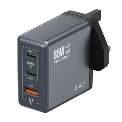 جي-تاب شاحن جداري  بمنفذي PD و USB شحن سريع بقوة 65 واط - VWC65 