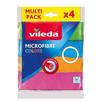 Vileda Cleaning Cloth Microfiber Colors Multi Purpose 4 Pieces