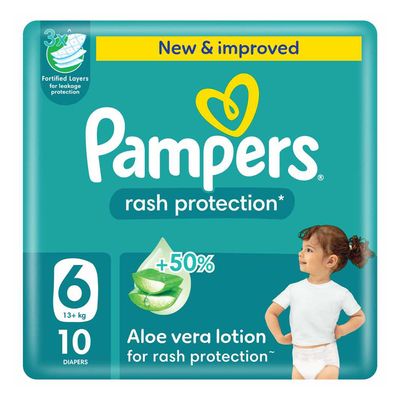 Pampers Diapers Rash Protection Aloe Vera Lotion Size 6 10 Pieces