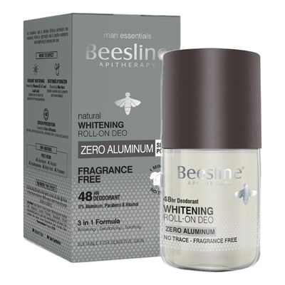 Beesline Whitening Deodorant Roll-on Silver Power Zero Aluminum Fragrance Free For Men - 50ml