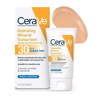 CeraVe Hydrating Mineral Sunscreen with SPF 30 Sheer Tint  - 50ml