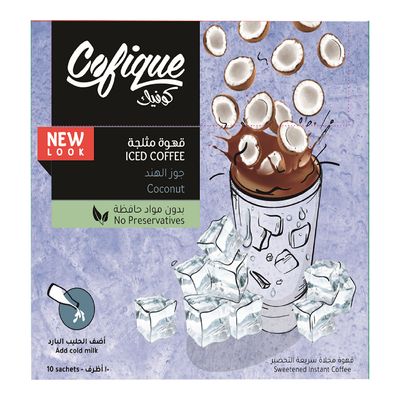 Cofique iced coffee sachet coconut flavor 24 g x 10