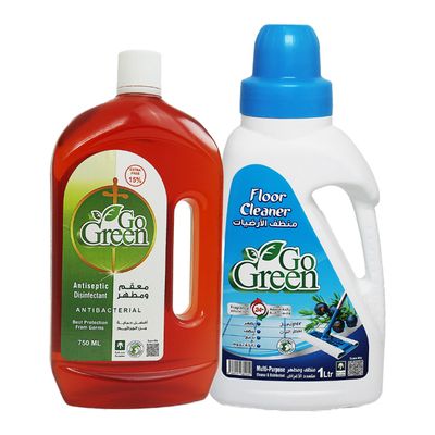 Go Green Floor Cleaner Juniper Scent 1 L + Cleanser And Antiseptic 750 ML