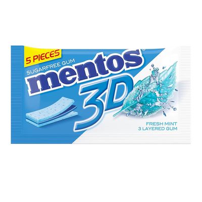 Mentos Gum 3D Fresh Mint 5 Pieces