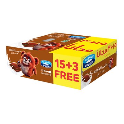 السعودية حليب طويل الأجل بالشوكولاتة كرتون 200 مل 15+3 مجانا