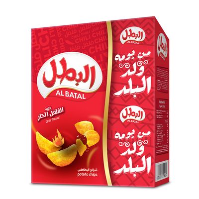 البطل شيبس بنكهة الفلفل الحار 23 جرام × 12