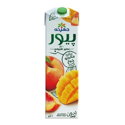 جهينه بيور عصير بنكهة مانجو و خوخ بدون اضافة سكر - 1 لتر