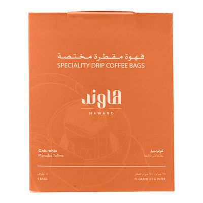 Hawand  Speciality Drip Coffee Bags Columbia Planadas Tolima - 15g × 5