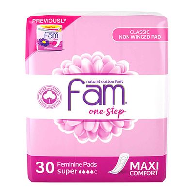 Fam Sanitary Napkin Super Maxi Without Wings 30 Pieces