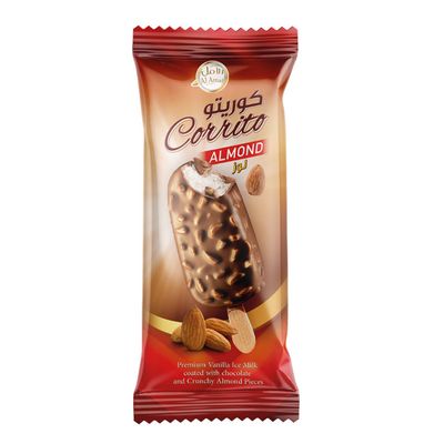 Al Amal Ice Cream Corritto Vanilla Coated With Chocolate & Almonds - 100ml