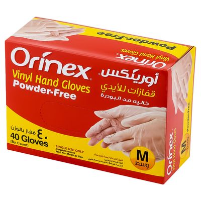 Orinex Vinyl Hand Gloves Powder Free Medium 40 Pieces