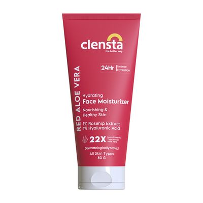 Clensta Red Aloe Vera Face Moisturizer with 1% Rosehip Extract & 1% Hyaluronic Acid - 80ml