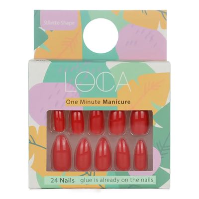 Loca Nail Self Adhesive Stiletto Shape Red Color No.10 24 Pieces