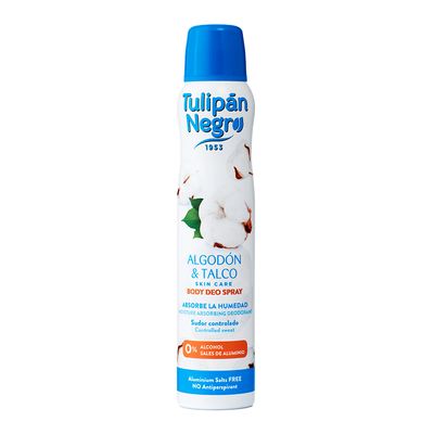 Tulipán Negro Body Deo Spray Cotton And Talc Scent 0% Alcohol And Aluminum Salts Free - 200ml