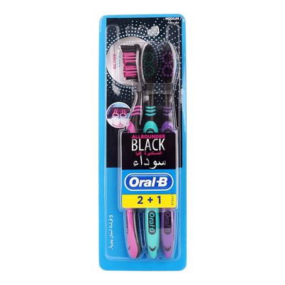 Oral-B Toothbrush Black All Rounder Medium 3 Pieces 