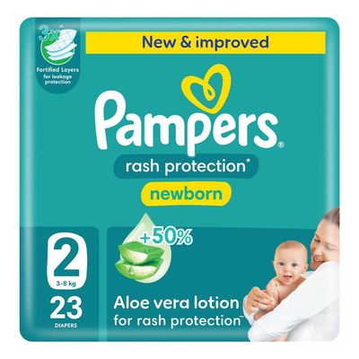 Pampers Diapers Rash Protection Aloe Vera Lotion Size 2 23 Pieces