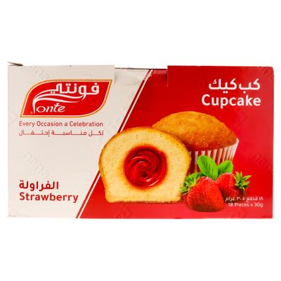 فونتي كب كيك بحشوة الفراولة كرتون 30 جرام × 18