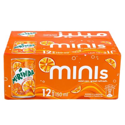 Mirinda Soft Drink Minis Orange 150 ML × 12