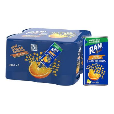 Rani Drink Orange With Real Fruit Pieces 180 ML × 6