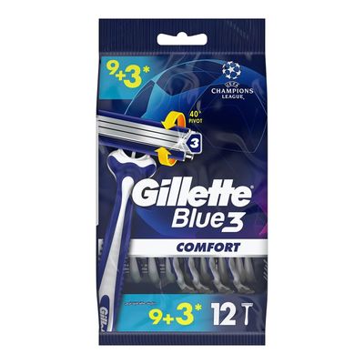 Gillette Shaver Blue 3 Comfort 12 Pieces