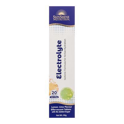 صن شاين نيوتريشن أقراص إلكترولايت بنكهة الليمون واللايم تركيبة متساوية التوتر للترطيب النشط  - 20 قرص