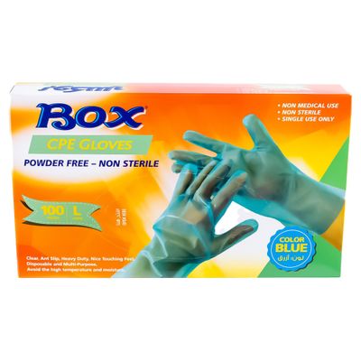 Box Gloves Powder Free Blue Large 100 Pieces
