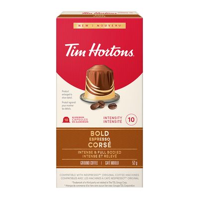 Tim Hortons Coffee Capsules Espresso Bold 10 Pieces