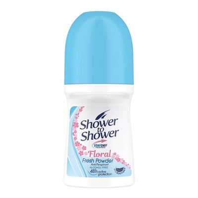 Shower To Shower Deodorant Roll-on For Women Floral Fresh Powder Scent - 50ml