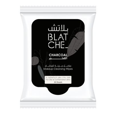 Blatche Makeup Cleansing Wipes Charchol For Oily And Combination Skin - 25 Wipes