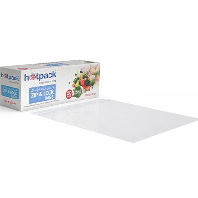 Hotpack Food Storage Bags Zipper Lock 18 cm × 21 cm 20 Bags