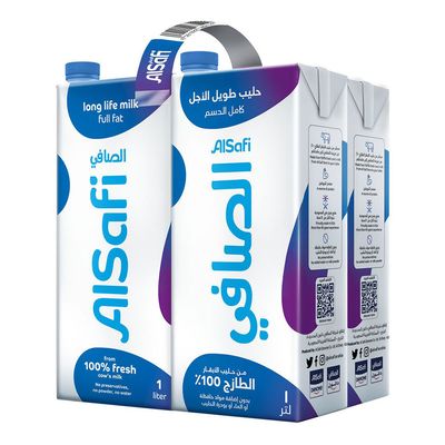الصافي حليب طويل الاجل كامل الدسم 1 لتر × 4